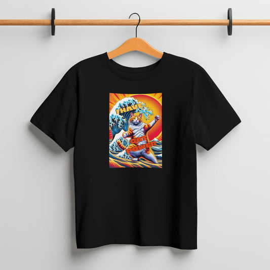 Wave Warrior Samurai Cat Power T-Shirt | DTF Printed Unisex Tee